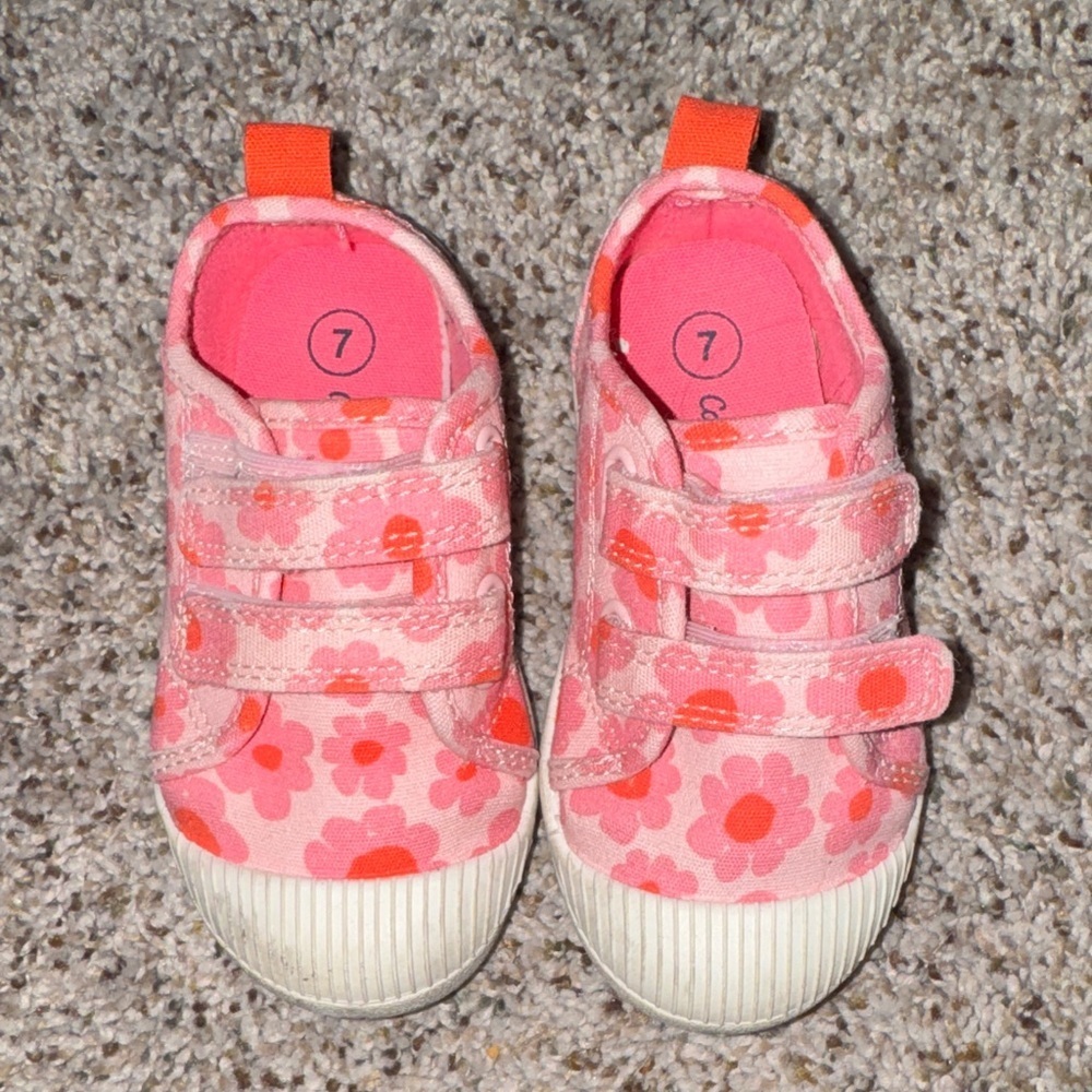 Cat & Jack Pink and Orange Floral Sneakers